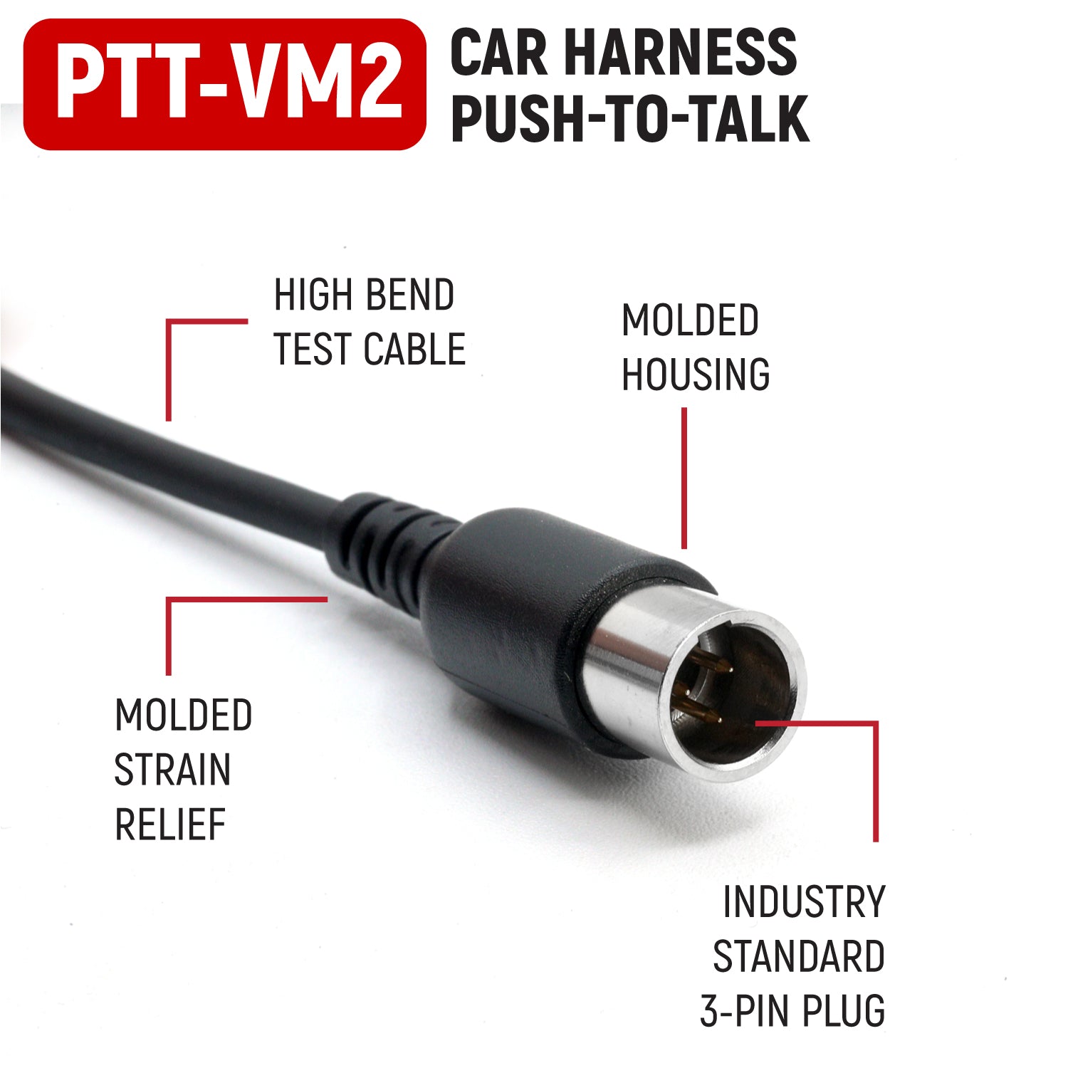 Velcro Mount Steering Wheel Push to Talk (PTT) with Coil Cord for Car Harnesses