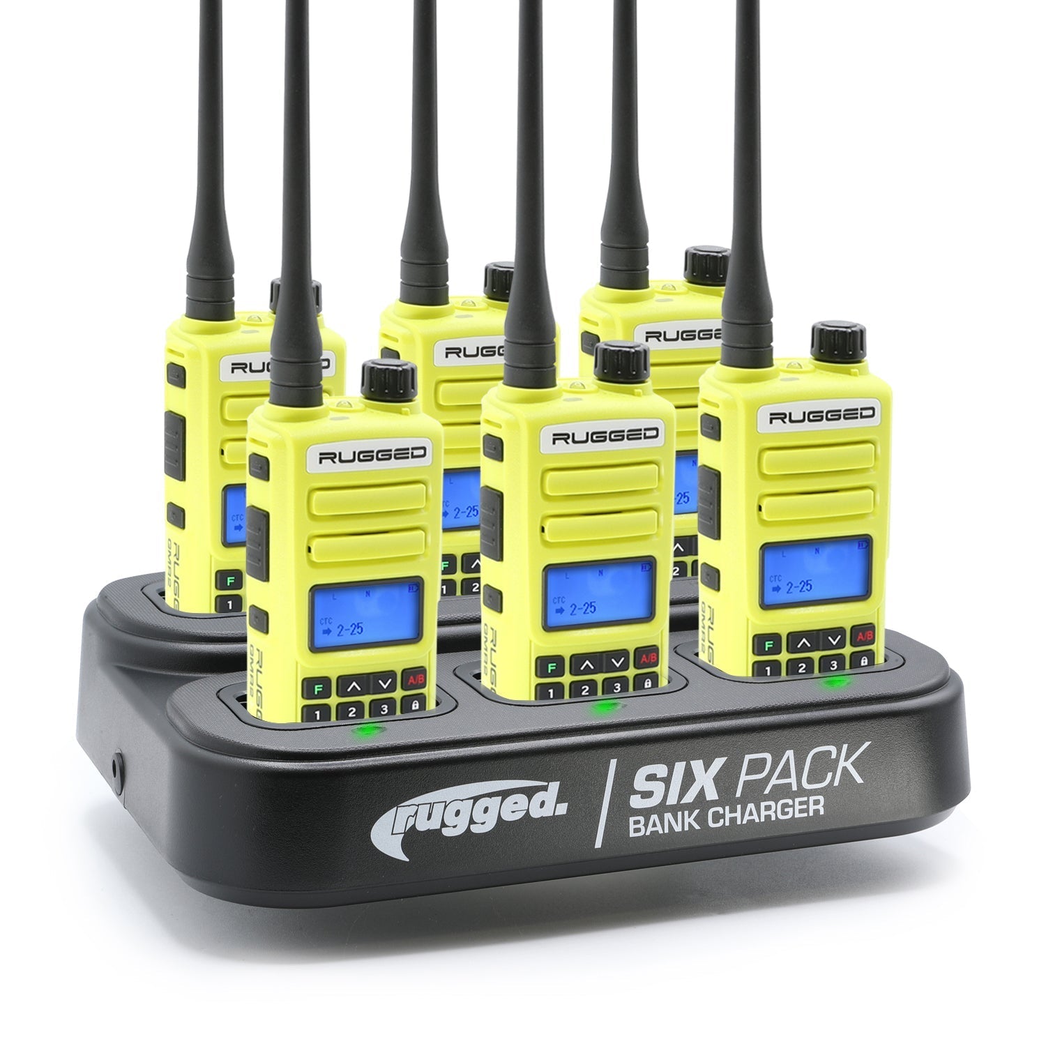 BUNDLE - 6 PACK Bank Charger with GMR2 PLUS GMRS / FRS Two Way Radios