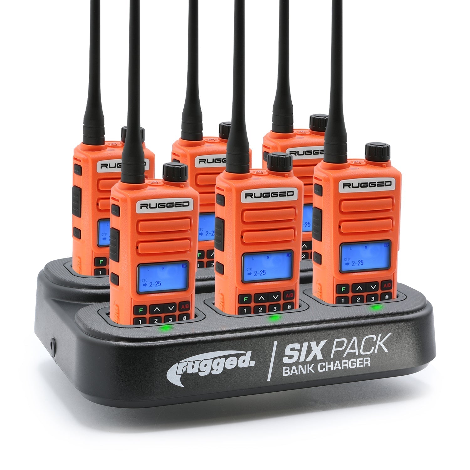 BUNDLE - 6 PACK Bank Charger with GMR2 PLUS GMRS / FRS Two Way Radios