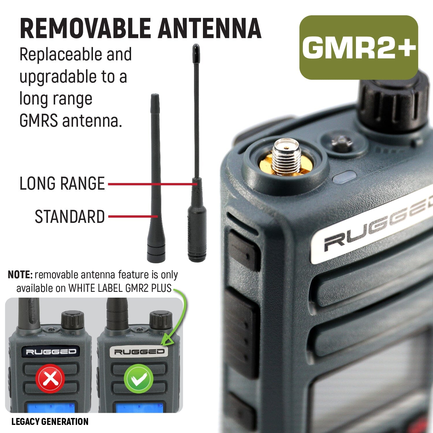 ADVENTURE PACK - 2 PACK - GMR2 GMRS and FRS Two Way Handheld Radios with XL Batteries and Hand Mics - Grey