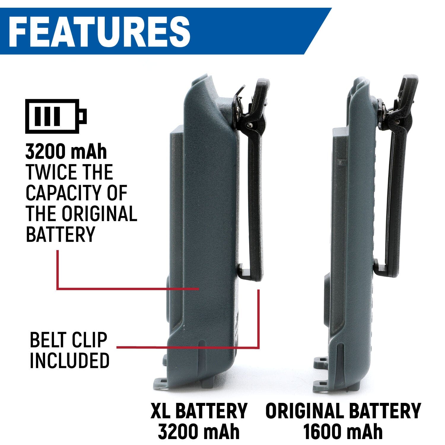 GMR2 Handheld Long-Lasting XL Battery with USB Charging Port